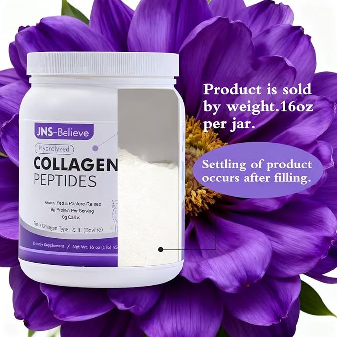 Collagen Peptides Powder for Skin Hair and Nails Bovine Hydrolyzed Collagen Peptides for Women and Men Unflavored Protein Supplements 16 oz 45 Servings