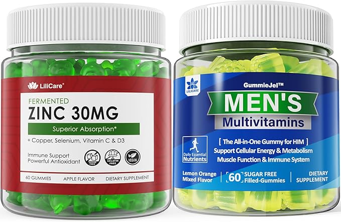 Sugar Free Zinc Gummies 2 Pack + Mens Multivitamins Gummies 1 Pack