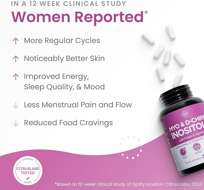 Optify Inositol Supplement for Women – 90-Day Supply – Myo-Inositol and D-Chiro Inositol with Folate and Vitamin D – 40:1 Ratio – Hormone Balance &amp Ovarian Support - 360 Capsules