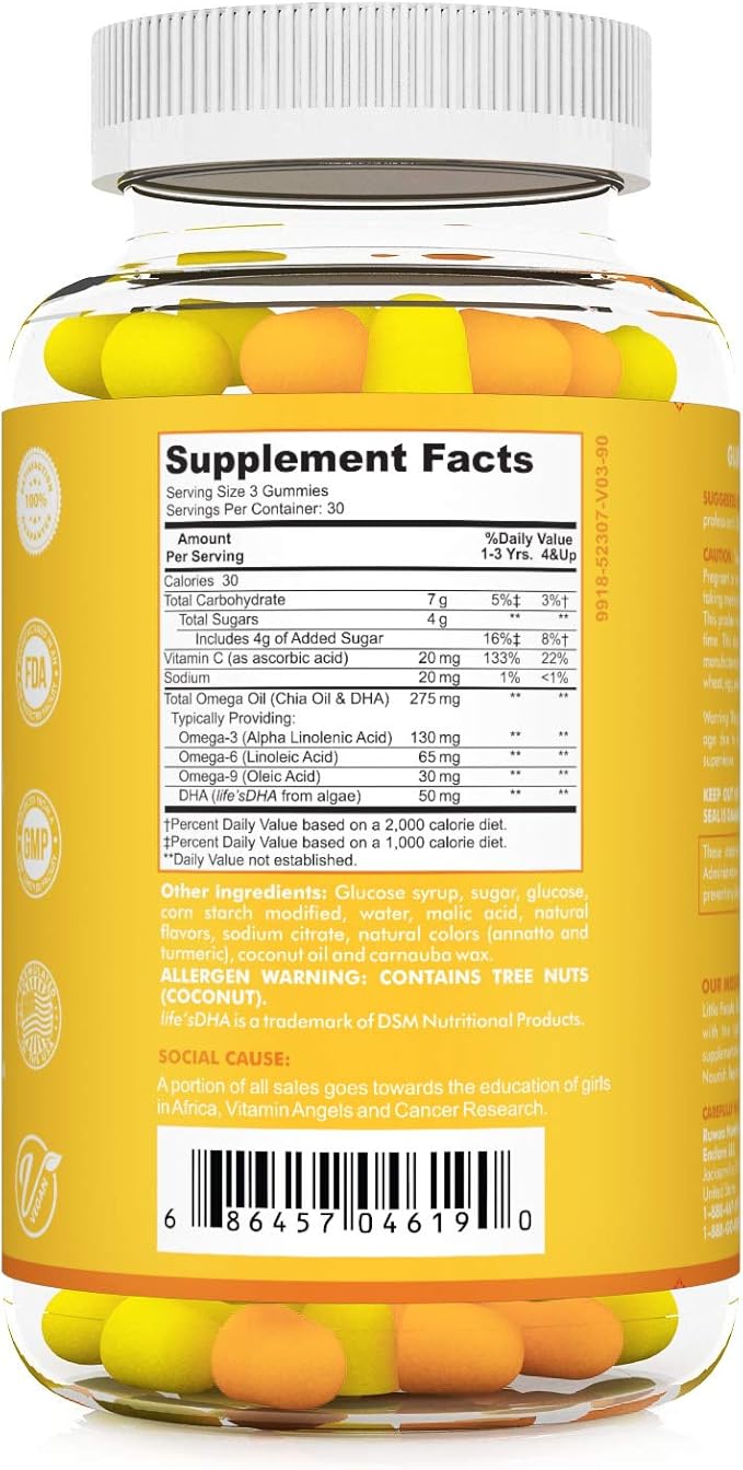 RUWAA NUTRITION Omega 3 Gummies. Gummies DHA. NO Fish Oil Fatty acids Supplement. Supports Heart Brain Eyes &amp Joints. Vegetarian 180ct (2)