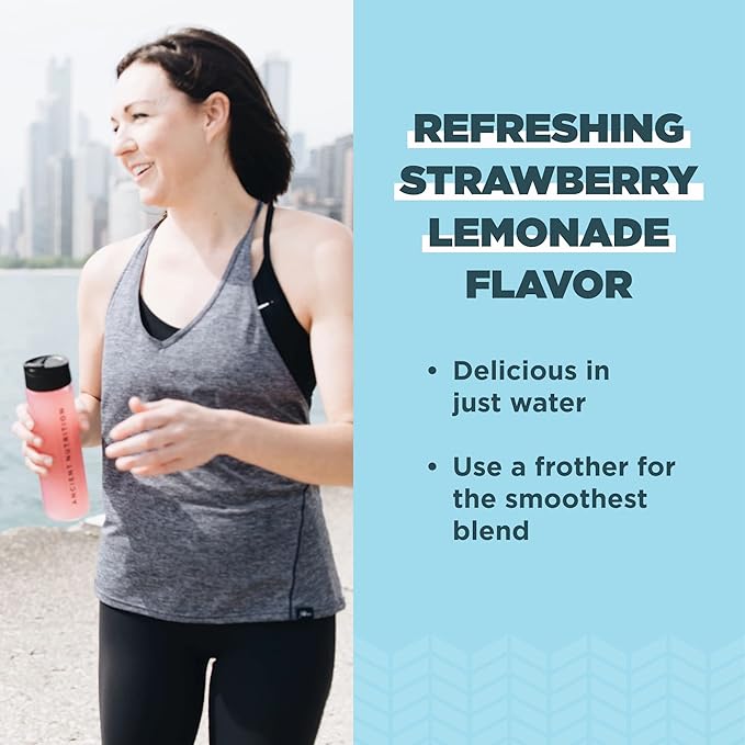 Ancient Nutrition Collagen Peptides Powder Multi Collagen Protein Women &amp Men Vitamin C Probiotics Hydrolyzed Collagen Supports Skin Joints Gut Health Strawberry Lemonade 24 Servings