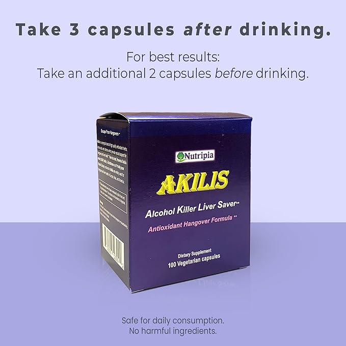 Akilis Liver Support Pills (100 Vegi Caps 33 Doses) – Boosts Recovery After Drinking for Better Mornings with Hovenia Dulcis (DHM) Milk Thistle Prickly Pear 16 Ingredients