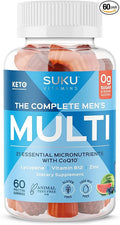 SUKU Men's Daily Multivitamin Gummies – Vitamins A B12 C D3 E Zinc CoQ10 &amp Lycopene – Prostate Heart &amp Immune Support – Sugar-Free Vegan Mixed Fruit Fusion – 60 Count