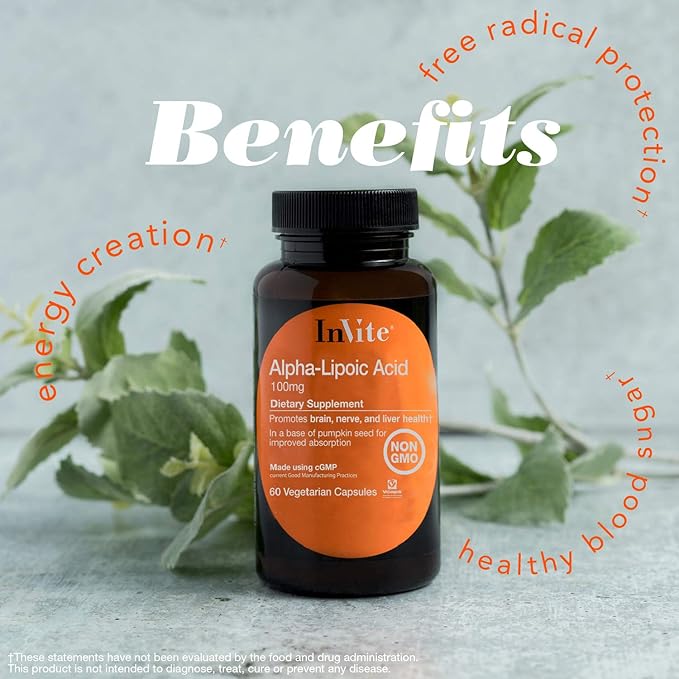 Invite Health Alpha Lipoic Acid - Supports Nerve Cognitive Metabolism and Liver Health - 30 Day Supply - 60 Vegetarian Capsules (2)