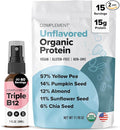 Complement Unflavored Protein &amp Triple B12 Spray Bundle – Plant-Based Protein Powder and High-Potency B12 Supplement for Comprehensive Nutritional Support