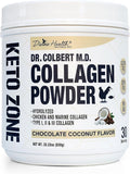 Dr. Colbert MD Hydrolyzed Collagen Powder | Chocolate Coconut Flavor | by Divine Health | Type I II III Collagen | Support Healthy Hair Skin Nails and Joints | Keto Zone | 630g | 30 Servings