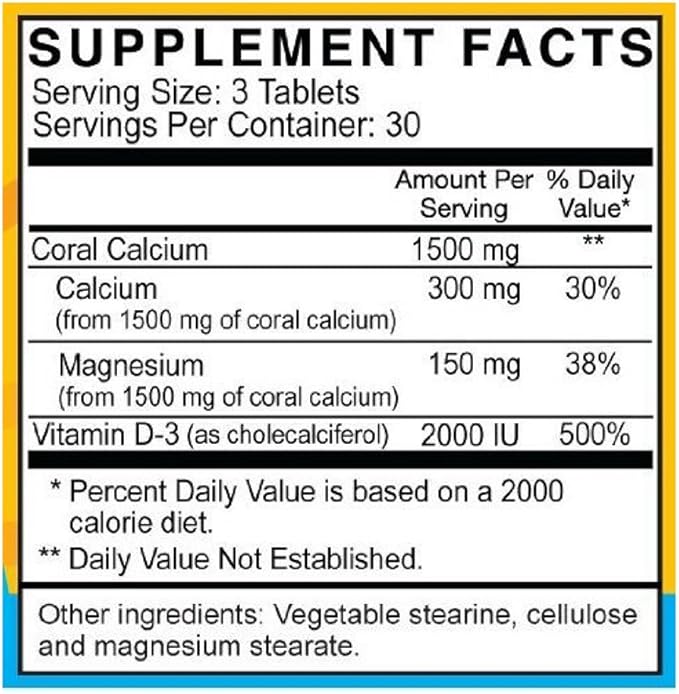 Marine Coral Calcium plus Vitamin D (3 Bottles 90 Tablets each)