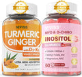 Sugar Free 2Pack Turmeric Ginger Gummies &amp 2Pack Myo-Inositol &amp D-Chiro Inositol Gummies