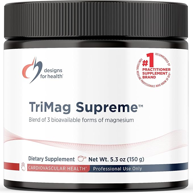 Designs for Health TriMag Supreme Powder - 300mg Triple Magnesium Drink - May Support Heart Health &amp Energy - Magnesium Orotate Glycerophosphate + Bisglycinate Chelate (30 Servings / 150g)