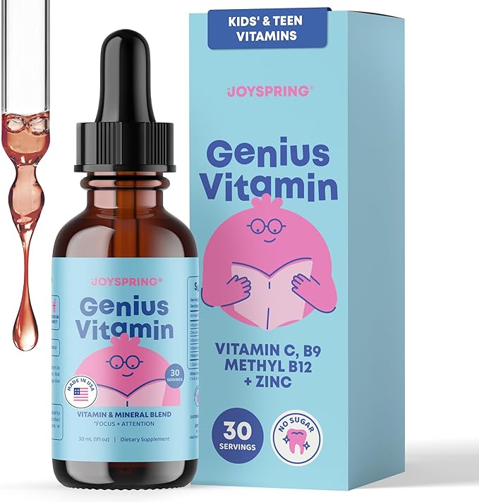 JoySpring Kids B Complex | Vitamin B Complex Liquid Drops with Elderberry Zinc &amp Vitamin C | Support for Overall Wellness (1 fl oz) 30 Servings