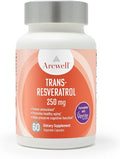 Arcwell Ultra Pure &gt99% Trans-Resveratrol 250 mg per Capsule - 60 Vegetable Capsules | High Potency Antioxidant | Highly Bioavailable