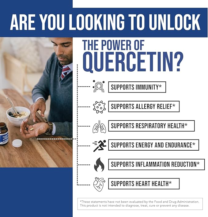 Quercetin Complete® Quercetin Phytosome with 50X Higher Absorption Clinically Proven &amp Patented Quercefit – Most Effective Form of Quercetin – Enhanced with Bromelain Zinc &amp Vitamin C (60 Ca