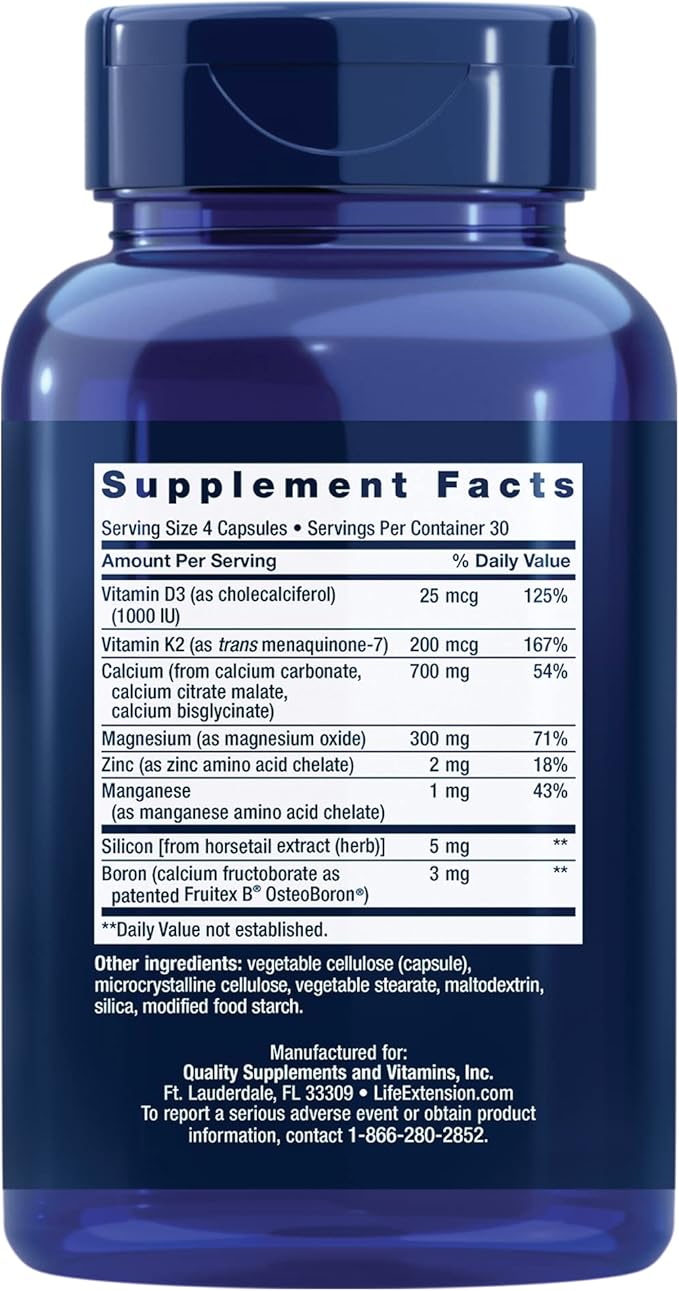 Life Extension Bone Restore + Vitamin K2 Vitamins &amp Minerals Maintain Bone Health &amp Strength &amp Two-Per-Day High Potency Multi-Vitamin &amp Mineral Supplement - Vitamins Minerals