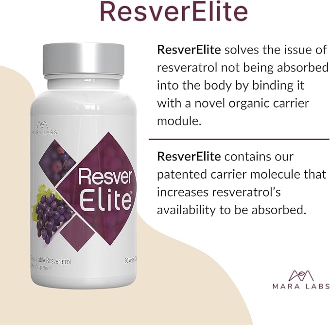 Mara Labs ResverElite | Bioavailable Resveratrol | Vegan No Fillers and Non-GMO | 60 Vegan Capsules
