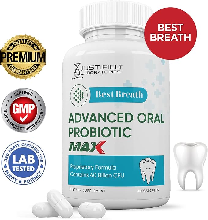 Justified Laboratories (3 Pack) Best Breath Max 40 Billion CFU Probiotic Oral Support 180 Capsules