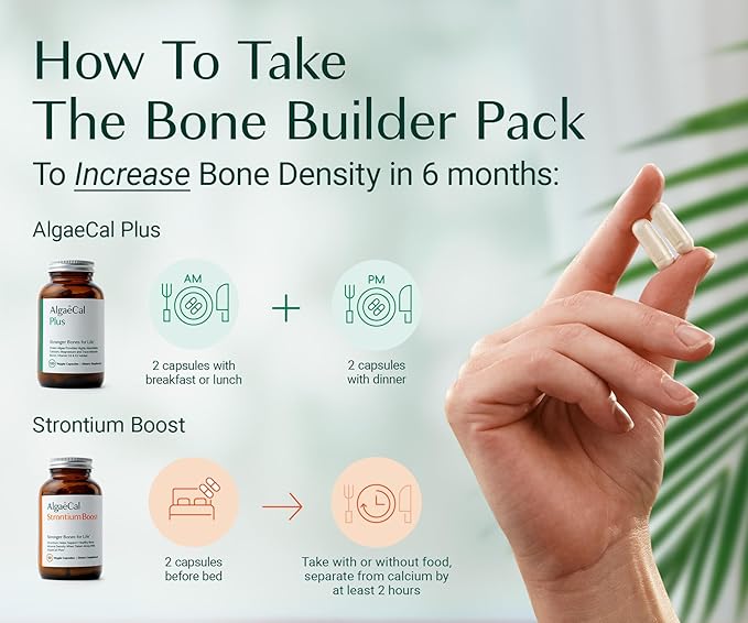 ALGAECAL - Bone Builder Pack for Bone Density Clinically Supported Plant Based Calcium Supplements &amp Strontium Vitamins K2 D3 Magnesium &amp 16 Minerals 3-Month Supply Made in USA