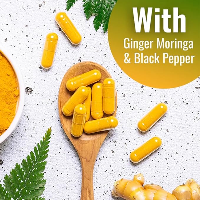 Vitamatic 810078475422 Turmeric Curcumin Supplement – Plant-Based Botanical Extract with Black Pepper Ginger &amp Moringa – Vegetarian Non-GMO Gluten-Free – 120 Capsules - 3 Pack (360 Capsules)
