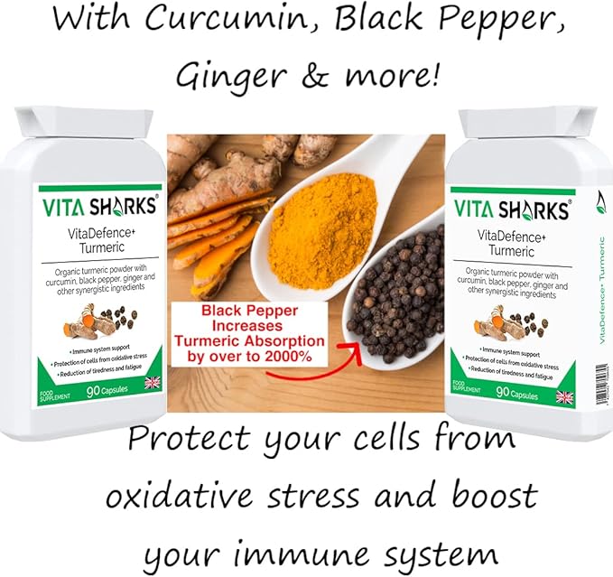 VitaDefence+ Turmeric 90 Vegan Capsules. Natural Potent Kosher &amp High Strength Ayurvedic Immune Booster