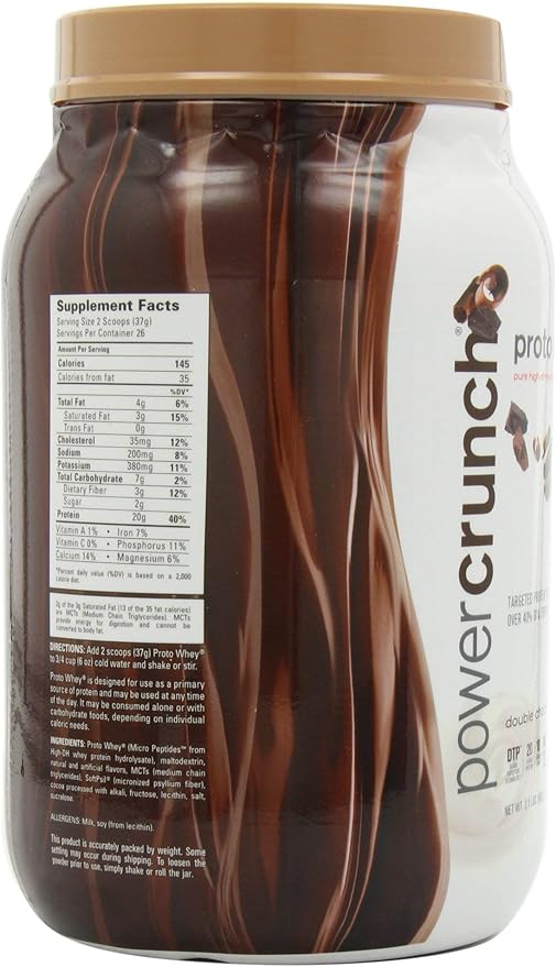 Power Crunch Whey Protein Powder With Amino Acids Protein Shakes with Delicious Taste Double Chocolate 2.1 LB