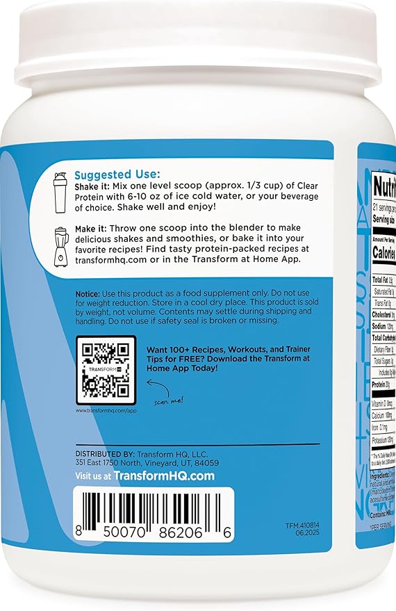 TransformHQ Clear Whey Protein Isolate (WPI) (Rocket Pop Flavored) 21 Servings - 20 Grams Protein Per Serving