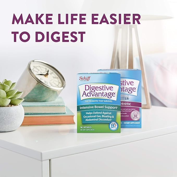 Digestive Advantage 96 Capsules Intensive Bowel Support Probiotic Supplement and Daily Probiotic Capsule 80 Capsules Survives
