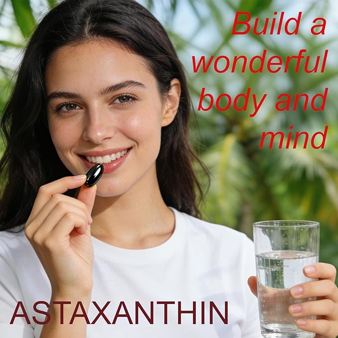 Astaxanthin 12mg 60 Softgels Natural Antioxidant Supplement from Microalgae Non-GMO Soy Free Supports Skin Health Easy to Swallow Softgels 2 Month Supply (1)
