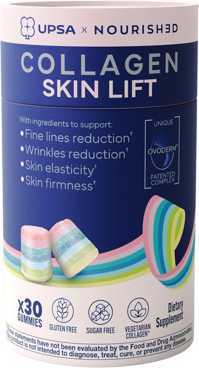 Nourished Collagen Skin Lift 30ct – Ovoderm® Egg Membrane Complex with Vitamin C Zinc &amp Selenium – Sugar-Free Vegetarian Capsules – Plastic-Free Biodegradable Packaging