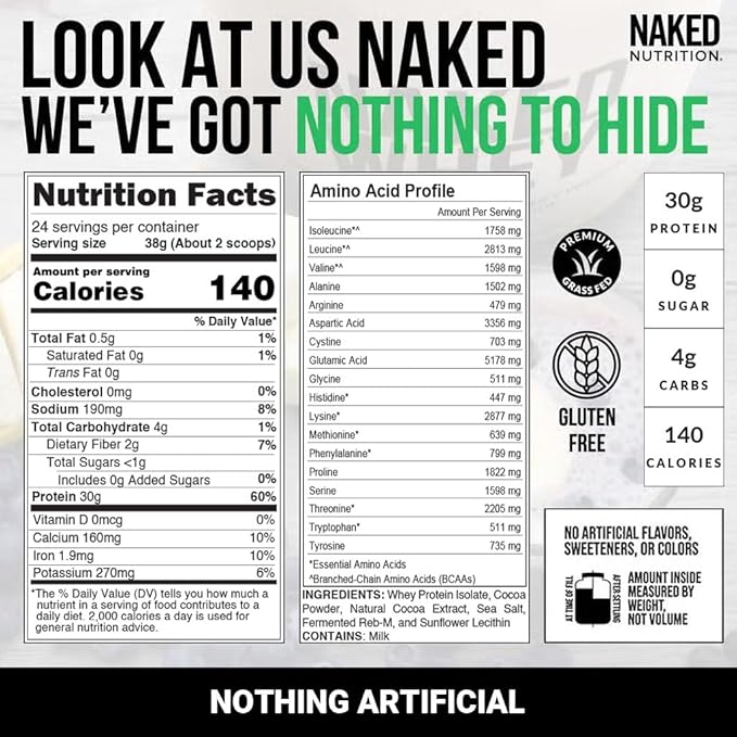 NAKED Chocolate Whey Isolate Protein Powder (24 Servings) Collagen Peptides Protein Powder 20oz (60 Servings) – Grass-Fed Pasture-Raised Non-GMO Gluten Free Keto Paleo Friendly