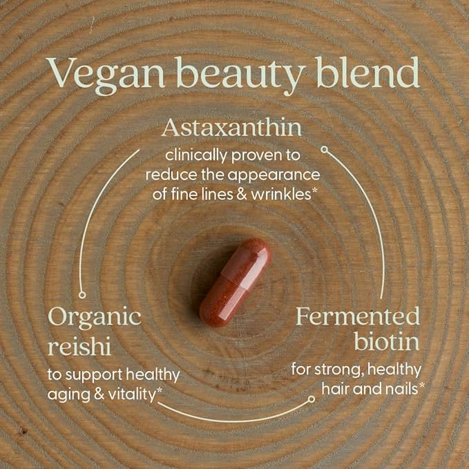 New Chapter Biotin Supplement Vegan Hair Skin and Nails Vitamins with Fermented Biotin + Astaxanthin - 60 Count