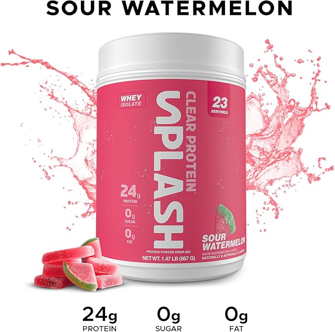 Revolution Nutrition Splash Clear Protein Clear Whey Protein Powder Juice-Type Protein Candy Flavour Collagen 24g Protein Zero Sugar Zero Carb 667g 23 Servings (Sour Watermelon 1.47 Pound)