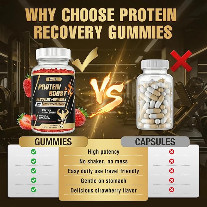 Whey Protein Gummies 9g Protein per Serving Easy to Take Snacks for Men &amp Women Recovery + Gummies for Protein Boost Muscle Energy Support Strawberry Flavor 180 Gummies