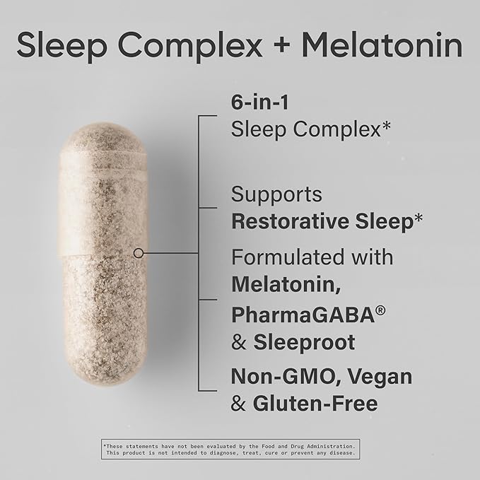 Sports Research® Sleep Complex with Melatonin 5mg L-Theanine 200mg &amp Magnesium - Supports Restorative Sleep &amp Relaxation - Vegan Certified · Non-GMO · Gluten Free - 60 Veggie Capsules