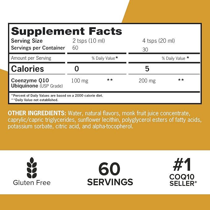Qunol Liquid CoQ10 100mg Superior Absorption Natural Supplement Form of Coenzyme Q10 Antioxidant for Heart Health Orange Pineapple Flavored 60 Servings 20.3 oz Bottle