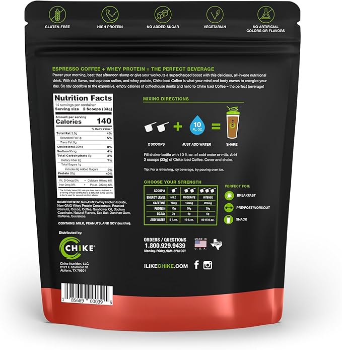 Chike Chocolate Peanut Butter High Protein Iced Coffee 20 G Protein 2 Shots Espresso 1 G Sugar Keto Friendly and Gluten Free 14 Servings (16.3 Ounce)