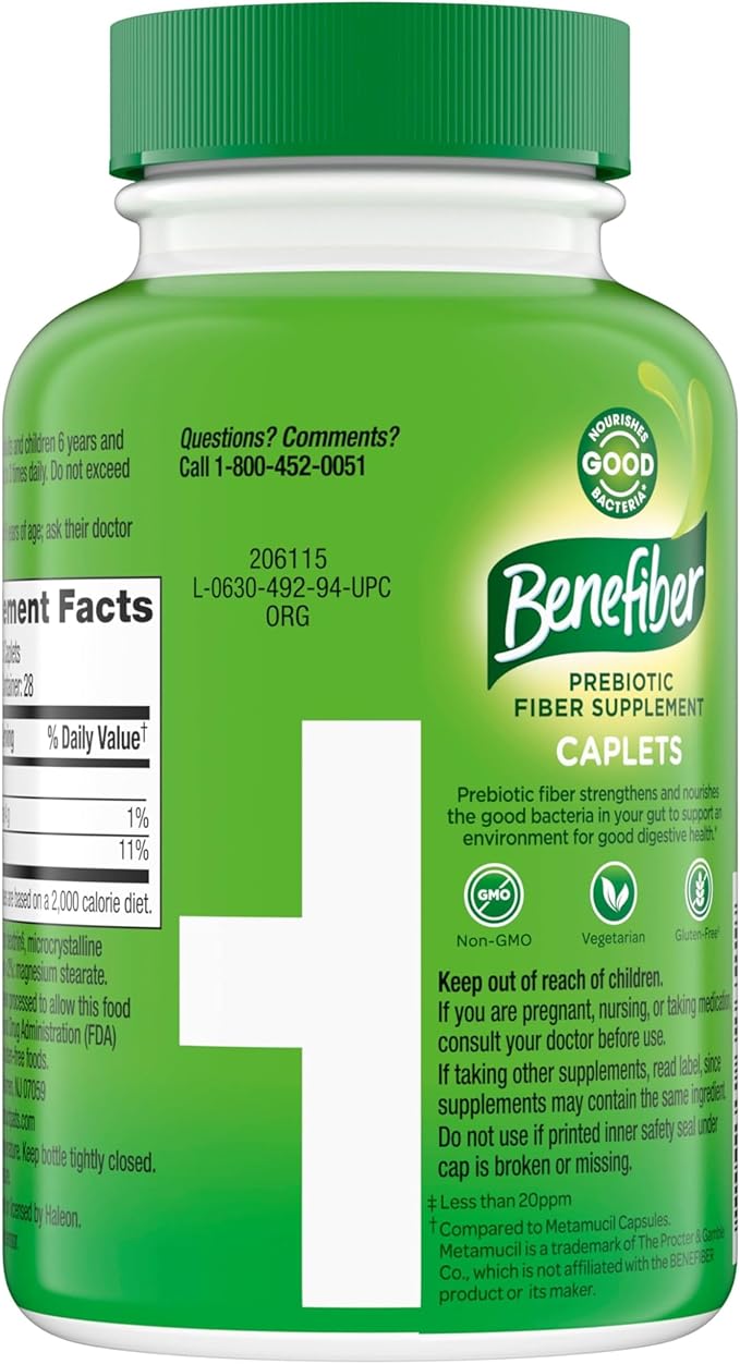 Benefiber Prebiotic Fiber Supplement Caplets84 Count (Pack of 2)