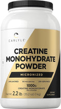Carlyle Creatine Monohydrate Powder 5000mg | 200 Servings | Unflavored | 2.2lbs | Micronized Creatine Supplement | Vegan Non-GMO Gluten Free