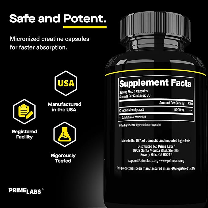 Prime Labs Creatine Monohydrate (120 ct) + L Glutamine (180 ct)
