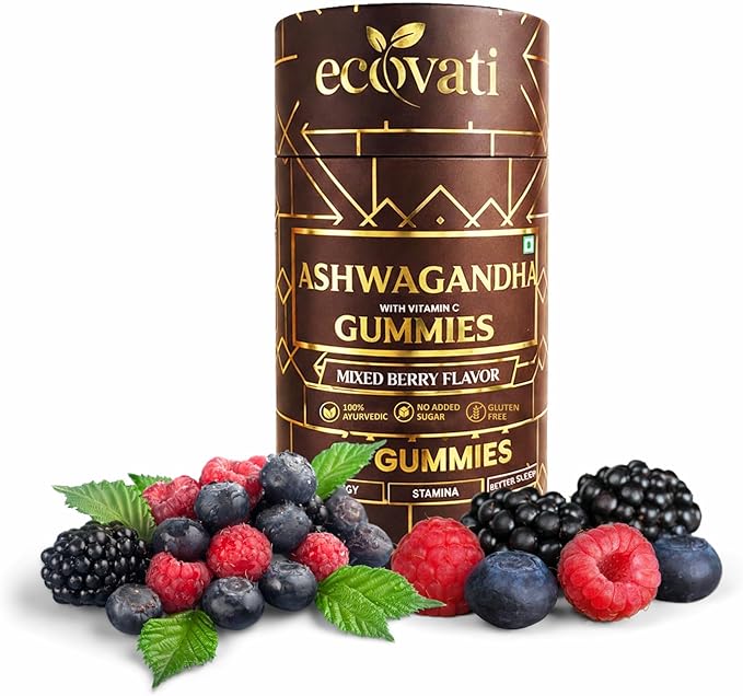 Ashwagandha Gummies with Vitamin C Mixed Berry Flavor Ashwagandha Extract No Added Sugar Gluten Free 60 Count