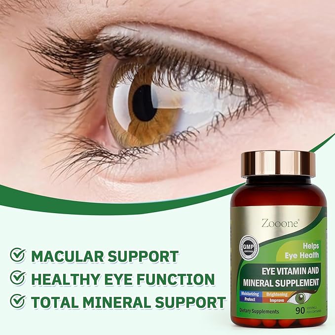 Zooone Lutein Eye Vitamins Supplement 90pcs Lutein &amp Zeaxanthin for Women Men to Against Macular &amp Dry Eye Multivitamin for Vision &amp Ocular Health with Zinc VC VE
