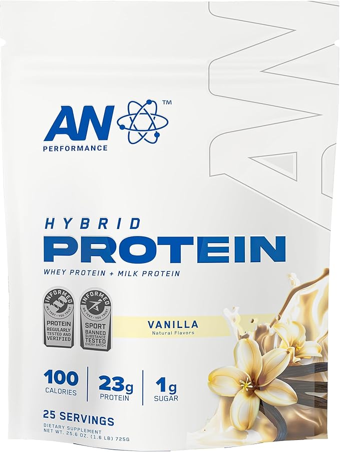 an Performance Whey Protein Hybrid Powder | Whey &amp Milk Isolate | 23g Protein 1g Sugar | Gluten-Free Low Carb Low Fat | Workout Supplement for Men &amp Women | Chocolate | 25 Servings