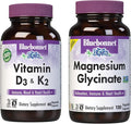 BlueBonnet Nutrition Vitamin D3 and K2 and Magnesium Glycinate Vegetable Capsules Bundle