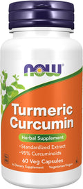 NOW Foods Supplements Turmeric Curcumin Derived from Turmeric Root Extract 95% Curcuminoids Herbal Supplement 60 Veg Capsules