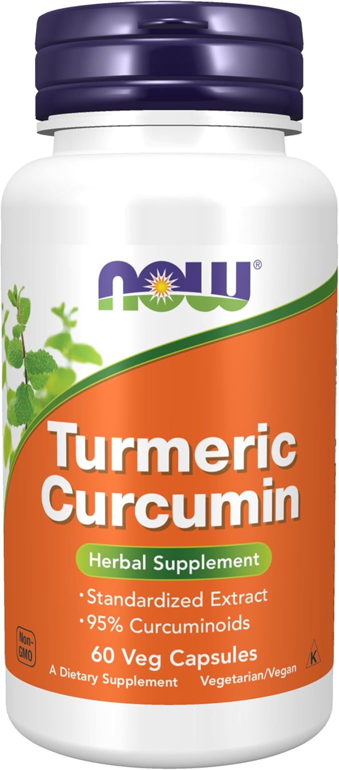 NOW Foods Supplements Turmeric Curcumin Derived from Turmeric Root Extract 95% Curcuminoids Herbal Supplement 60 Veg Capsules