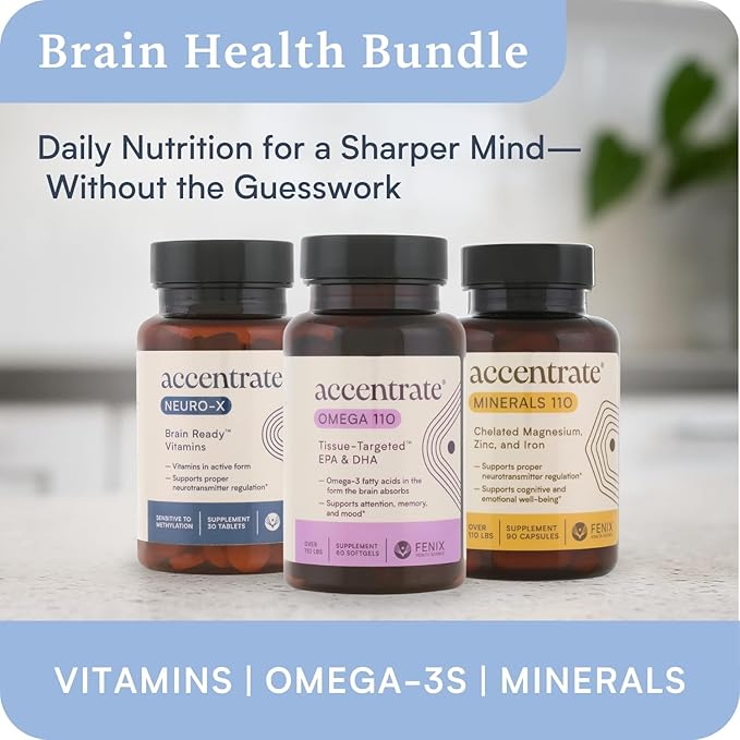 Accentrate Neuro X - Complete Vitamin B Complex | Active Multivitamin w/L-Methylfolate (5-MTHF) Adenosylcobalamin (B12) Pyridoxal-5'-Phosphate (P5P) | Brain Health | MTHFR Supplement | 30 Tablets