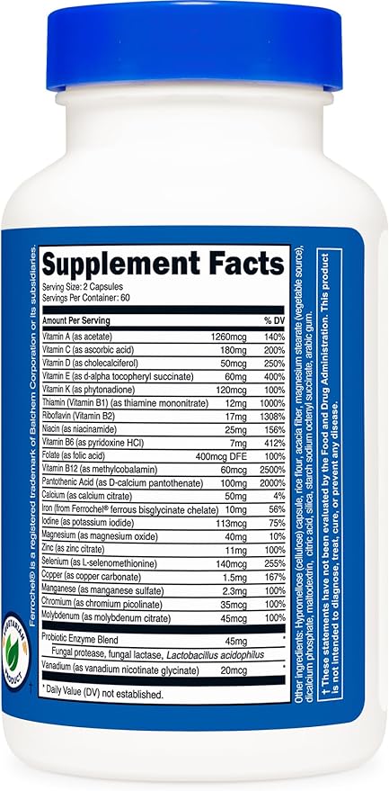 Nutricost Multivitamin with Probiotics 120 Vegetarian Capsules - Packed with Vitamins &amp Minerals (Pack of 2)