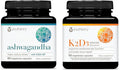 Youtheory Ashwagandha 1000mg (60 Veg Caps) K2D3 (60 Veg Caps) – Stress &amp Cortisol Support Bone &amp Heart Health* – Gluten Dairy &amp Soy Free Supplements for Men &amp Women