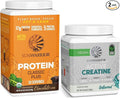Creatine Powder &amp Chocolate Classic Plus Organic Protein Powder Set | Bundle &amp Save | Vegan Protein Superfood Blend plus Unflavored Creatine Monohydrate (60 Servings Unflavored 30 Servings Ch