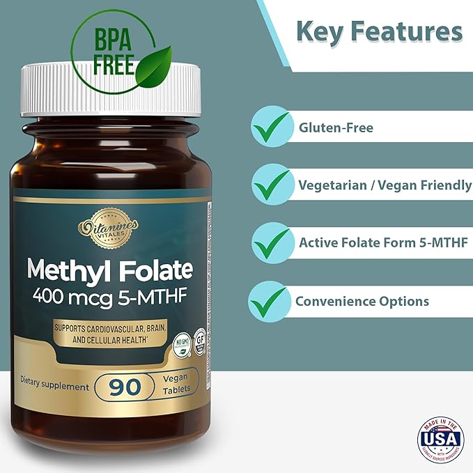 Methyl B12 + Folate – 90 Vegan Tablets | Active B12 &amp Methyl folate for Energy