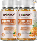 Turmeric and Ginger Gummies (2 Pack) - Turmeric Curcumin with Black Pepper &amp Ginger Supplements for Immune Support Healthy Skin - Vegan Turmeric Gummies for Adults - Gluten Free Low Sugar