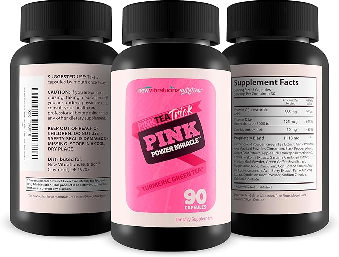 Pink Tea Trick Turmeric Green Tea - Pink Power Miracle Healthy Metabolic Function - Gut Cleanse Detox - Our Best Turmeric Green Tea Formula to Support Body Balance - Blood Cleanse - Immune Support